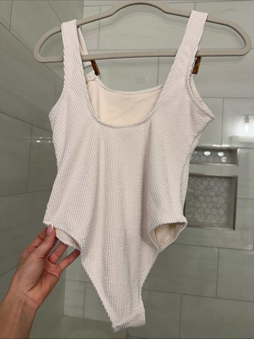 H&M Textured Cream One-Piece Swimsuit - Picture 6 of 8